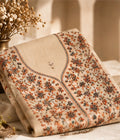 Ivory Beige Unstitched Pashmina 3-Piece Suit