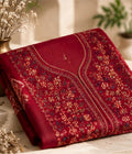 Royal Maroon Unstitched Pashmina 3-Piece Suit
